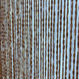 FlavorThings 52 Strands Brown Wood and Bamboo Beaded Curtain for Doorway Room Divider 36inch x 79inch，Bamboo and Wooden Doorway Beads-Boho Bohemian Curtain (Coffee)
