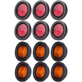 cciyu 12x 2.5 4 Led Amber Light Round Trailer Tail Lights 2.5" 4 Led Red Light Round 910-2 Side Marker Light For Freightliner Argosy 2000 2002 2004 For Freightliner Century Class 1999 2001 2003 2006