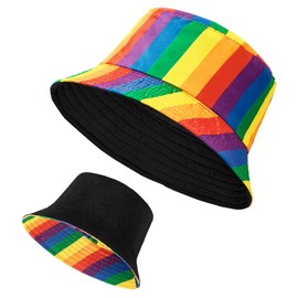 Unisex Athletic Bucket Hat Solid Colors Sun Hat with UV Protection for Outdoor Sports Packable Summer Hats, Rainbow-2, One Size