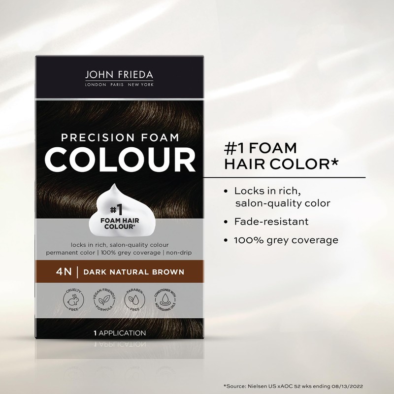 John Frieda Precision Foam Colour, Dark Natural Brown 4N, Full-coverage