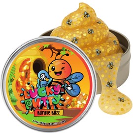 Lucky Putty Bumble Buzz Clear Putty, 3.2 oz, Golden Hexagon Glitter with Bee Pieces