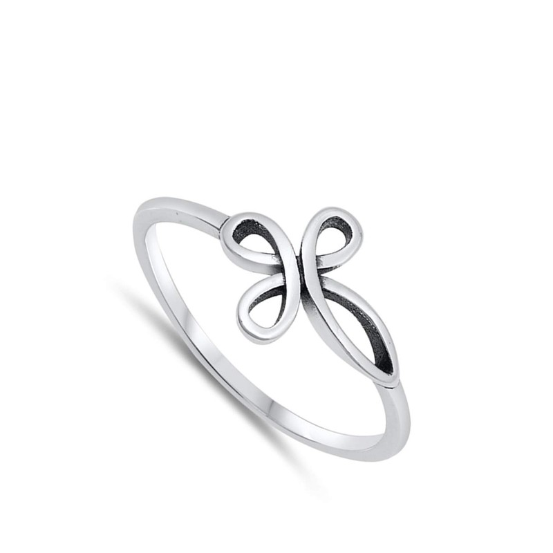Infinity Cross Knot Christian Ring .925 Sterling Silver Size 8