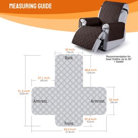 VANSOFY 100% Waterproof Recliner Chair Covers, Recliner Cover Non-Slip Dog Chair Cover Furniture Protector Washable Slipcover with Pocket, Elastic Straps for Pets, Dogs(Chocolate, 30")