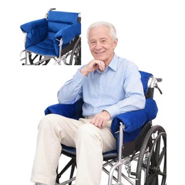 KUAZIDAR Wheelchair Seat Cushion with Armrest Covers, Pressure Relief Wheelchair Cushions for Sciatica, Tailbone & Back Support, Non-Slip Wheel Chair Pads for Pressure Sores, Blue