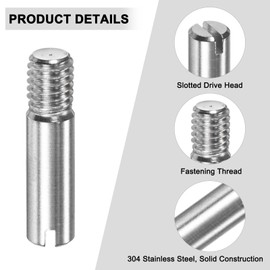 M METERXITY 20-Pack M6 x 25mm Slotted Cylindrical Pin Dowel, 304 Stainless Steel External Thread Locating Dowel Parallel Pins for Metal Devices/Wooden Projects [Silver Tone]