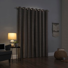 Sun Zero Brooks Burlap Weave Thermal Extreme Total Blackout Grommet Curtain Panel, 52" x 84", Taupe/Cocoa Brown