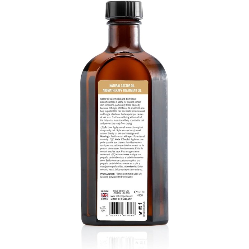 Nature Spell Castor Oil for Hair, Skin, Eyelashes, Eyebrows and