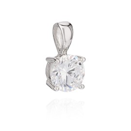NKlaus 11163 7 mm Crystal Pendant 925 Silver Claw Set Zirconia White Pendant, Silver, Cubic Zirconia