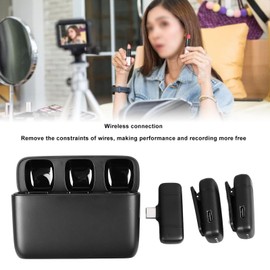Wireless Lavalier Microphone 2 Pack Plug and Play Lapel Mic for YouTube Live Streaming Recording - Compact Clip-on Microphones for Content Creators