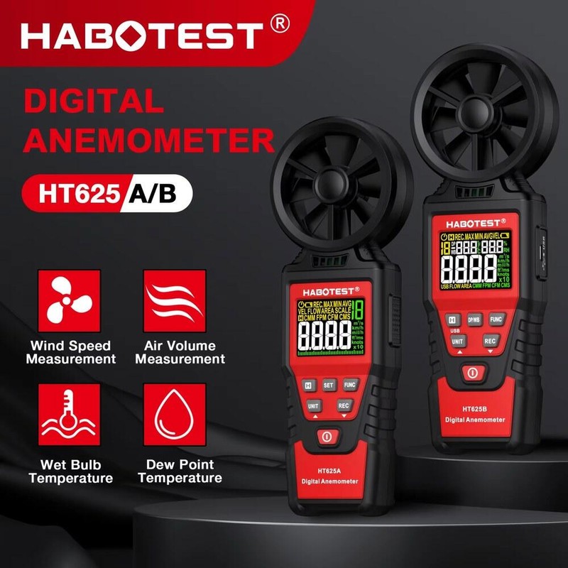 HABOTEST 휴대용 풍속계 HT625 디지털 LC 계량기 [HT625B] HABOTEST Portable