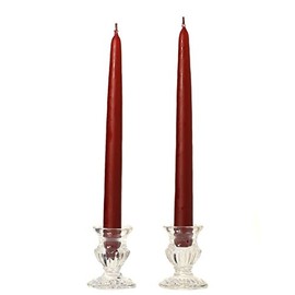 KYS Pack of 10, 15" Unscented Taper Candles Burgundy for Weddings, Home & Event Decoration, Relaxation, Made in US