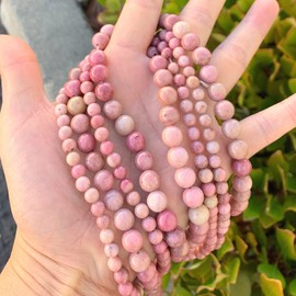 1 Strand Adabele Natural Pink Rhodonite Healing Gemstone 4mm (0.16 inch) Small Round Loose Beads Gem Stone Spacer (88-93pcs) for Jewelry Craft Making GF9-4
