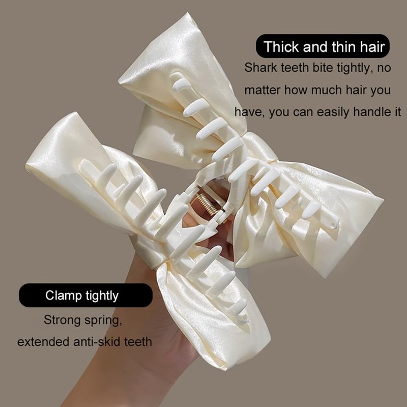 4 Pack Satin Bow Claw Clips for Women, Bow Nonslip