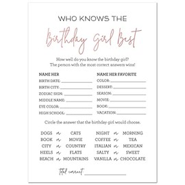 Minimalist How Well Do You Know the Birthday Girl - Set of 24 (Dusty Pink)