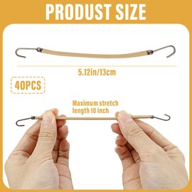 ZJIVQO 40 PCS Ponytail Hook Elastic Hair Bands with Hooks Hair Tie Hooks Elastic Headband with Double hook Rubber Band with hook Ball Hairstyle Hook Bridal Updo Hair Hook for Girls Women, Light Brown