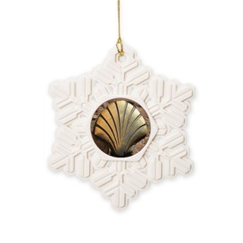 CafePress Gold El Camino Shell Sign, Pave Snowflake Ornament, 3.5"x3.5"