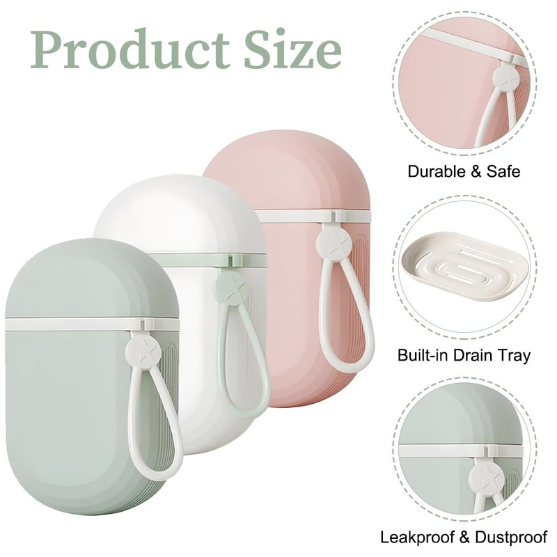 Pack of 2 Travel Waterproof Soap Box with Draining Rack