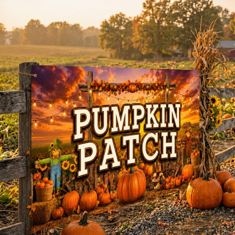 Pumpkin Patch Banner 2 x 4 ft, Thanksgiving Large Sign