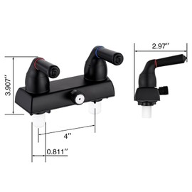 RV Shower Faucet - 4" Dual Lever Shower Valve Diverter with Hot/Cold Control, Leak-Proof and Rust-Proof ABS Construction for RV/Camper/Motorhome Bathroom (Indoor/Outdoor Use) Black