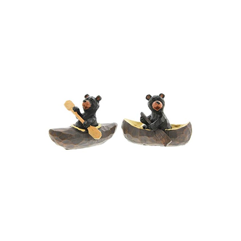 The Bridge Collection Canoeing & Kayaking Black Bear Figurines, Set