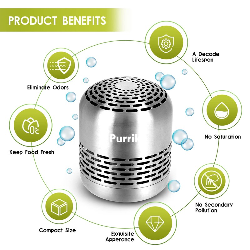 Purriko Refrigerator Deodorizer,Lasts up to 10 Years,Refrigerator Odor Eliminator,Fridge Deodorizer,More