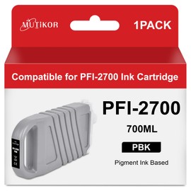 Compatible PFI-2700 Ink Cartridge Photo Black Pigment Replacement for Canon PFI 2700 PFI-2700 Ink PBK Work for Canon imagePROGRAF PRO 2600 4600 6600 GP-2000 GP-4000 GP-4600S GP-6600s Printers (700mL)