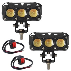 Felimoa Motorcycle Fog Lamp, 2 Color Switchable, High Brightness, Universal Motorcycle Auxiliary Light, Switch Included, Set of 2