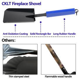 CKLT 15in Fireplace Ash Shovel for Fire Pit & Indoor Fireplace - Solid Iron Gardening Shovel