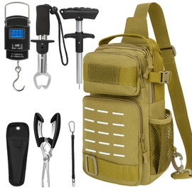 THKFISH 7 Pcs Fishing Tool Kit, Tactical Fishing Sling Tackle Bag with Fishing Pliers Tackle Kits, Fish Hook Remover Tools, Fish Plier with Sheath and Tool Lanyards, Digital Fishing Weight Scale