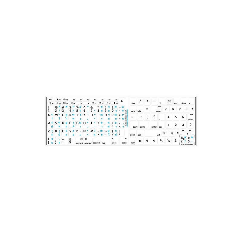 MAC ENGLISH-THAI KEYBOARD STICKERS ON WHITE BACKGROUND