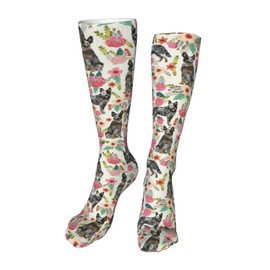 MJZKLNA Australian Cattle Dog Florals Cream Compression Socks For Women & Men Circulation 10-20 Mmhg Is Best Support For Athletic Running,Cycling,Nurse
