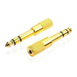 2-Piece Set, 6.35mm to 3.5mm Headphone Adapter, 1/4-Inch Male to 1/8-Inch Female Stereo Jack, Suitable for Guitar, Amplifier, Headphones, Headsets, Audio Cables - Gold-Plated