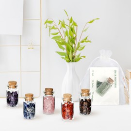 MACEVIA 24 Set Employee Appreciation Gifts Bulk for Coworkers Thank You Staff Gift Unique Healing Crystals Bottles Gift with Inspirational Positive Cards for Classroom Student Supplies Party Favor