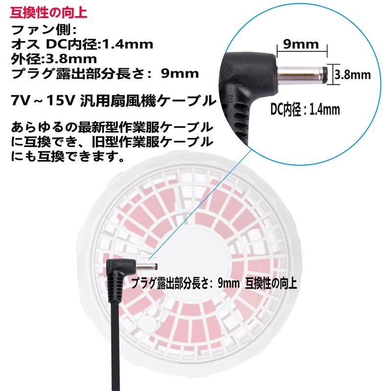 SUN-S Air-Conditioned Fujin Clothing Compatible Cable, Work Clothes Cable, Cooling