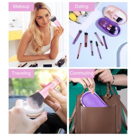 14PCS Portable ON THE GO Makeup Brush Set Mini Travel Makeup Brushes Set Easy-taken Mini Full Complete Function Cosmetic Brushes Kit with Brush Pouch (Colorful)