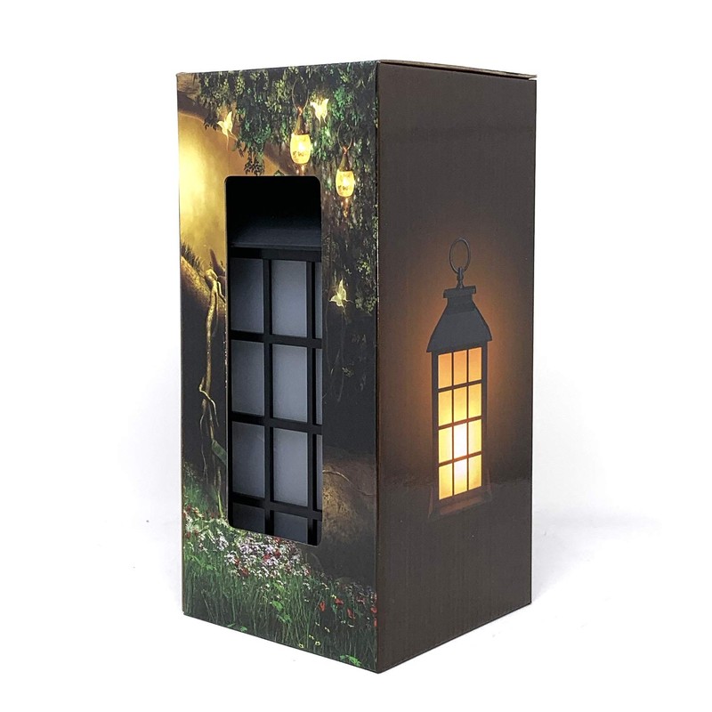 allgala Grid Lattice Panel LED Flame Effect Lantern Lamp