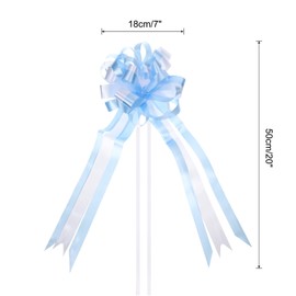 MECCANIXITY 10pcs 7 Inch Large Big Pull Bow Car Gift Wrapping Bows Ribbon for Wedding Car Baskets Presents Christmas Bow, Light Blue/White
