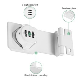 M METERXITY Keyless Combination Lock, 3.5" Zinc Alloy Mechanical Password Twist Knob Hasp Locks Latch, 90 Degree Barn Door Lock for Cabinet/Closet/Garage/Drawers/Garden/Bathroom [White]