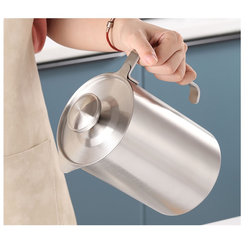Bacon Grease Container with Strainer 304 Stainless Steel 1.8L Food