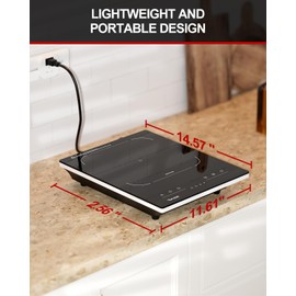 TOPWISH Portable Induction Cooktop, Hot Plate Countertop Burner with 10 Temp Levels, Timer, Auto-Shut-Off, Touch Panel, LED Display, Auto Pot Detection, Child Safety Lock