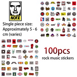100 Pcs Rock Band Stickers,Vinyl Music Guitar Laptop Graffiti Retro Stickers for Adults,Waterproof Classic Set Roll for Teens Adult Water Laptop Bicycle Bottle Skateboard Luggage Refrigerator Bedroom
