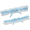 Blue Wedding Garters for Bride, Bridal Garter Set with Rhinestone