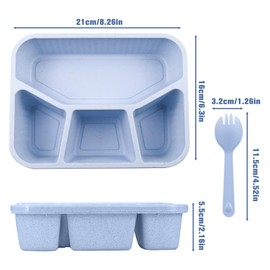 QUTHZZHY Pack of 4 Snack Boxes with Compartments, Lunch Box 4 Compartments, Reusable Lunch Box with Spoons, Snack Box Children Adults, Lunch Box for School, Work, Travel, Stackable