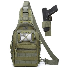 ATBP Small Tactical Sling Backpack Bag Holster One Over Shoulder Bag Pack Men With Universal Holster