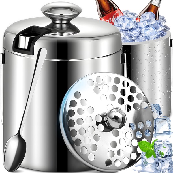 Retoo Ice Cube Tray with Lid and Tongs, Double-Walled Stainless