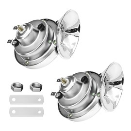 Ohleats 2 PCS Super Loud Car Horns, 12V Waterproof Air Horns Electric Snail Horn, 300DB Train Horns for Vehicle, Motorcycle, Truck, Bike, Boat, Universal Car Accessories (Silver)