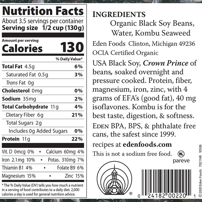 Eden Black Soy Beans - 15 oz - 12 pk