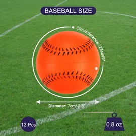 PATIKIL 9 Inch Foam Baseball 12 Pack Soft Practice Baseballs Bulk Standard Size Adult Leather Training Baseball Unmarked Baseballs for Youth Pitching Orange