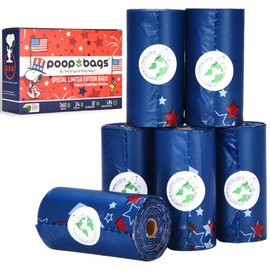 The Original Poop Bags® USDA Certified 38% Plant Based & 62% PE Poop Bags, Peanuts® Snoopy Americana, Leak-proof & Strong Dog Poop Bag, Unscented 24 roll x 15 Poo Bags 360 count - 9X13 inches