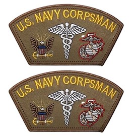 Navy Corpsman Patch Fleet Marine Force FMF (Desert Tan, 2 unidades)